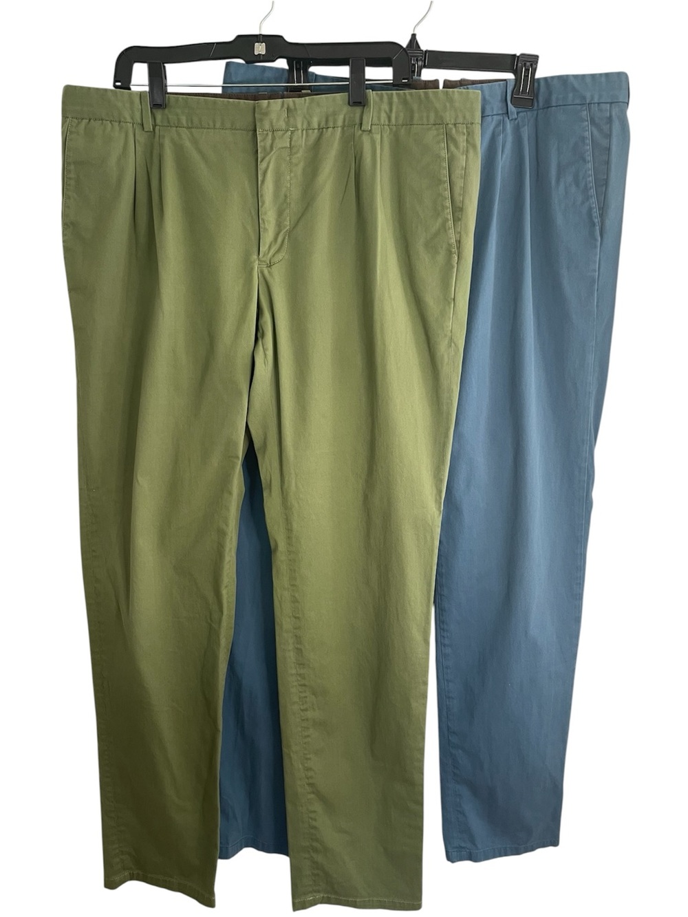 Beretta 2 pair Straight-Leg Cotton Pants in Olive Green and Blue Size 40 set